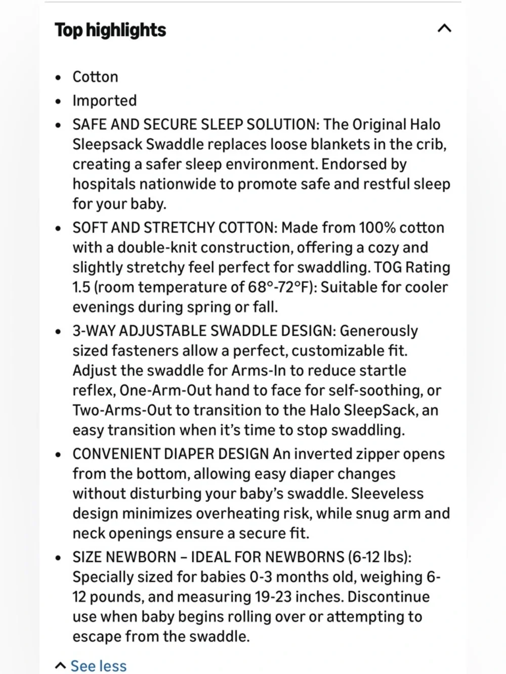 🌲 Halo SleepSack Swaddle Newborn (fits 0-3 months) - Picture 4 of 9